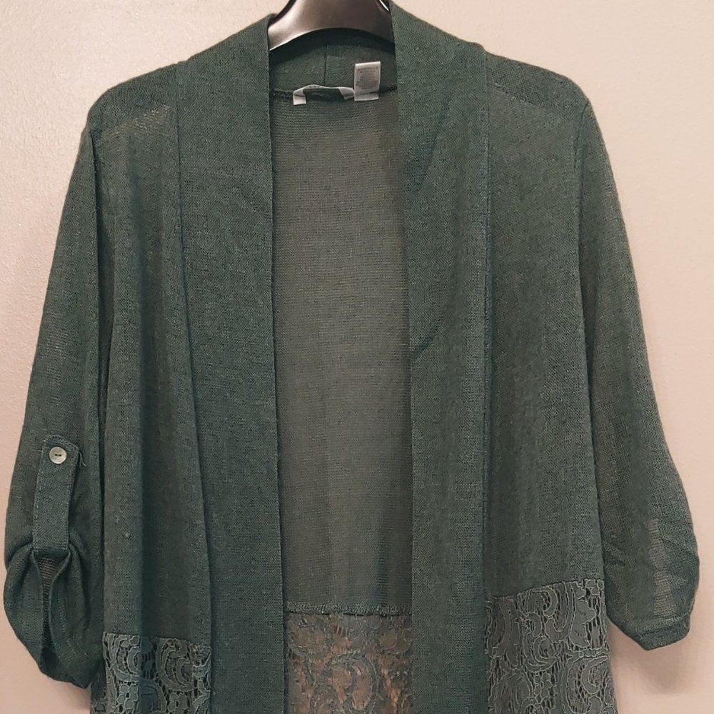 Long, knit & lace sweater